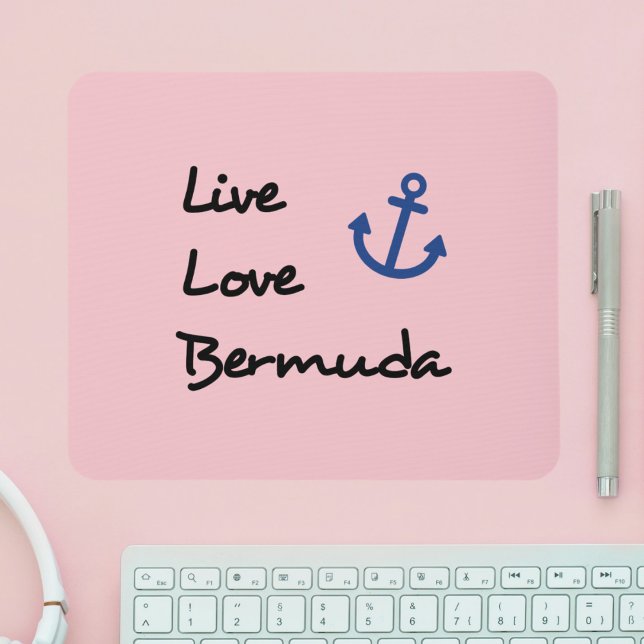 Tapis De Souris Live Love Bermuda Script Texte avec Ancre (Créateur téléchargé)