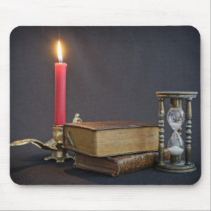 Tapis De Souris Livres anciens, sablier et bougie