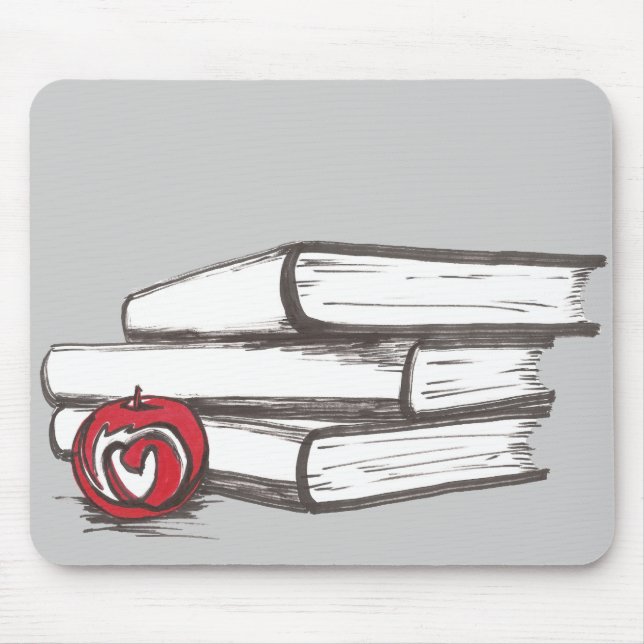 Tapis De Souris Livres + Apple | personnalisable (Devant)