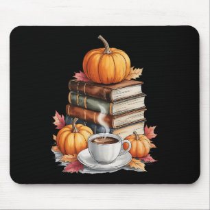 Tapis De Souris Livres Café Automne Feuilles Et Citrouilles Biblio