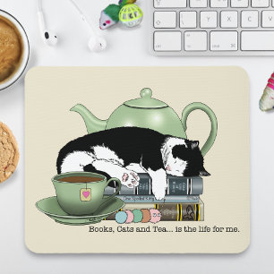 Tapis De Souris Livres Confortables Chat Smoking Thé Mignon Théièr