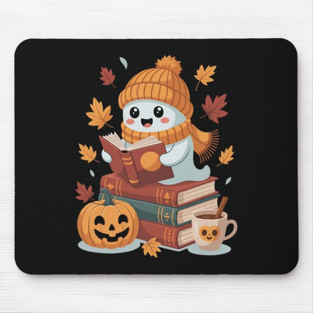 Tapis De Souris Livres De Lecture De Fantôme - Halloween D'Automne (Devant)