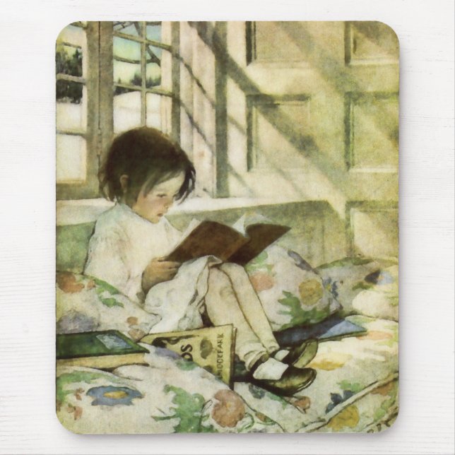 Tapis De Souris Livres de lecture en hiver Mousepad (Devant)
