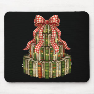 Tapis De Souris Livres de Noël à nœud papillon coquette Arbre de N