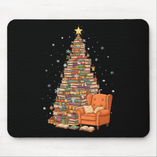 Tapis De Souris Livres de Noël drôles Arbre Amoureux des livres En