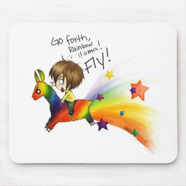Tapis De Souris Llama arc-en-ciel (Devant)