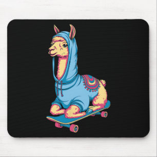 Tapis De Souris Llama de skate cool en hoodie Animaux drôles S
