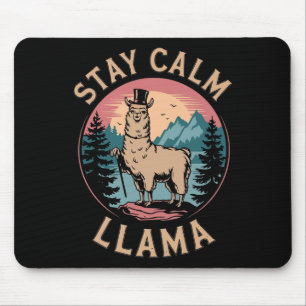 Tapis De Souris Llama Reste Calme Drôle d'Alpaga sur la randonnée 
