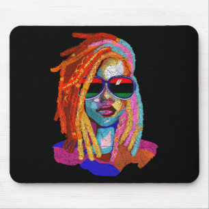 Tapis De Souris Loc'd Hair Art Africain Américaine Femme Fille Noi
