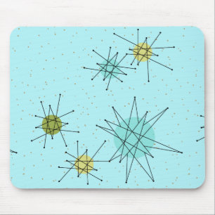 Tapis De Souris L'oeuf Starbursts atomique iconique bleu Mousepad