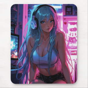Tapis De Souris Lofi Gamer Girl   Anime de refroidissement esthéti