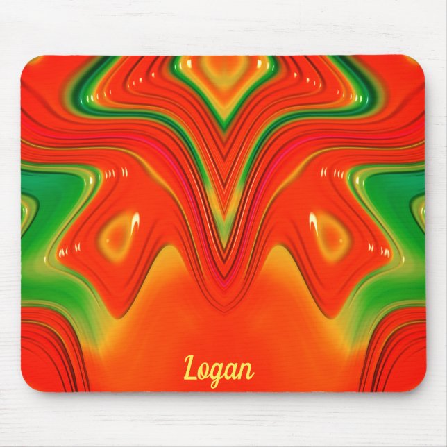 Tapis De Souris LOGAN ~ Design vert rouge et jaune (Devant)