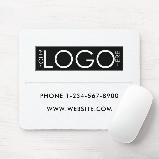 Tapis De Souris Logo Commercial Professionnel Coordonnées Simple (Avec souris)