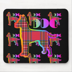 Tapis De Souris Logo de DOG Red Plaid Répéter sur noir