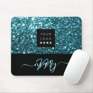 Tapis De Souris Logo de la Parties scintillant bleue minimale du m