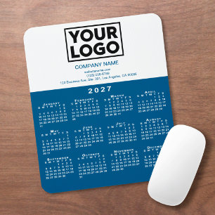 Tapis De Souris Logo de la société de calendrier 2027 Texte Bleu B
