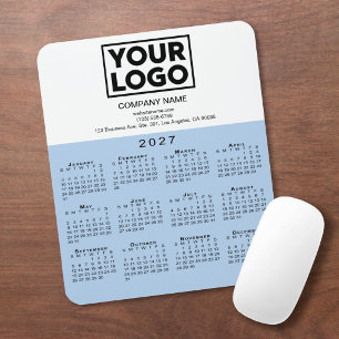 Tapis De Souris Logo de la société de calendrier 2027 Texte bleu c