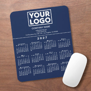 Tapis De Souris Logo de la société de calendrier 2027 Texte Bleu M