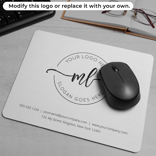 Tapis De Souris Logo de l'entreprise Initiales de monogramme simpl (Créateur téléchargé)
