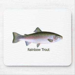 Tapis De Souris Logo de pêche de truite arc-en-ciel