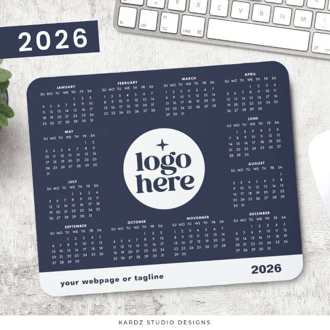Tapis De Souris Logo d'entreprise 2026 Marine Bleu Calendrier de l (Créateur téléchargé)