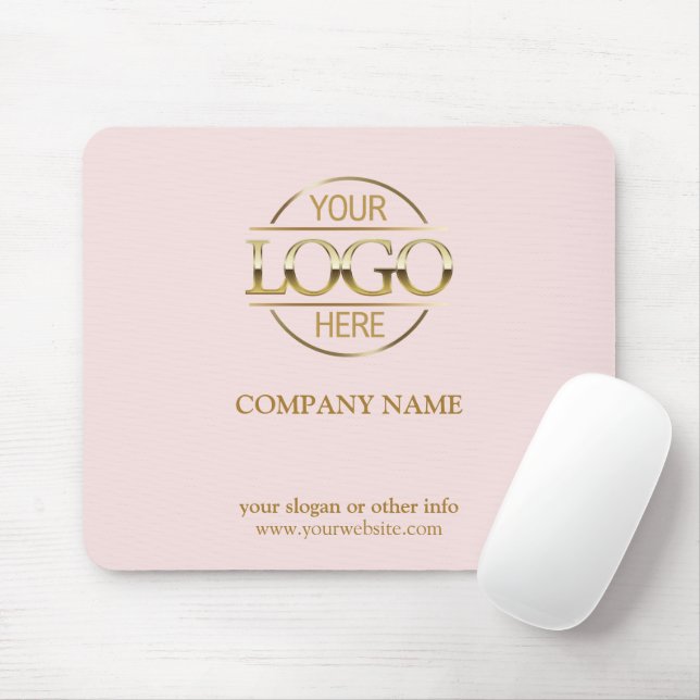 Tapis De Souris Logo d'entreprise élégant rose promotionnel (Avec souris)