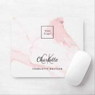 Tapis De Souris Logo d'entreprise en marbre rose clair