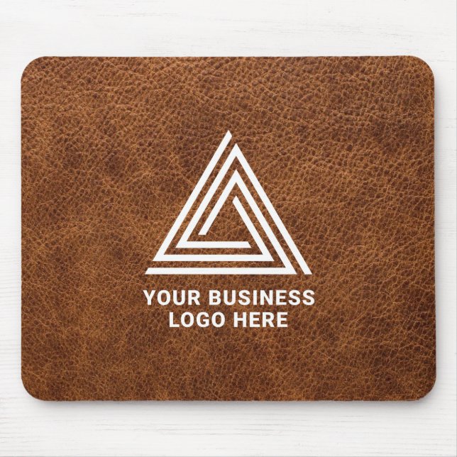 Tapis De Souris Logo d'entreprise moderne en cuir Brown Faux (Devant)