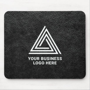 Tapis De Souris Logo d'entreprise moderne en cuir noir Faux