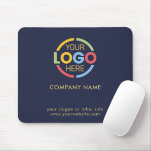 Tapis De Souris Logo d'entreprise personnalisé bleu marine sur mes