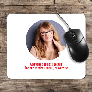 Tapis De Souris Logo d'entreprise Simple Minimaliste Rouge et Blan