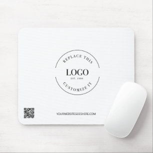 Tapis De Souris Logo d'entreprise site Web simple Noir blanc Perso