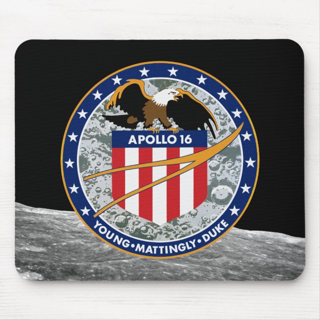 Tapis De Souris Logo du patch de mission NASA Apollo 16 (Devant)