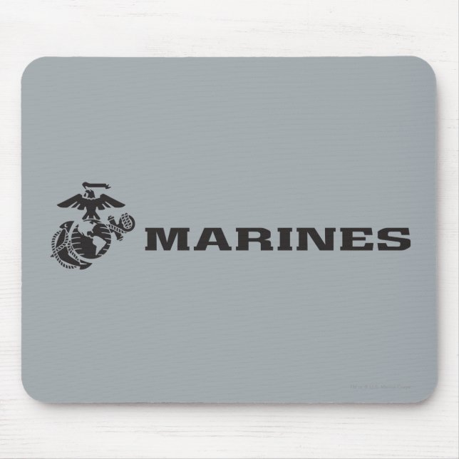 Tapis De Souris Logo en noir empilé USMC (Devant)