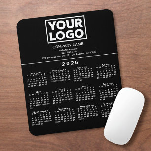 Tapis De Souris Logo et texte de la société du calendrier 2026 sur