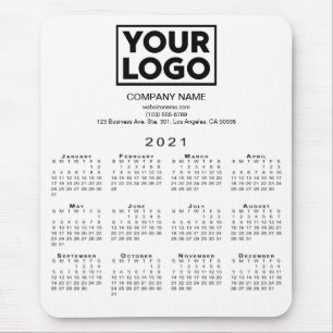 Tapis De Souris Logo et texte de l'entreprise Calendrier 2021 en b