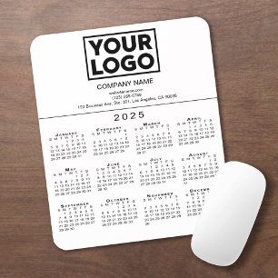 Tapis De Souris Logo et texte de l'entreprise Calendrier 2025 en b