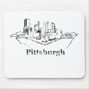 Tapis De Souris Logo fané d'horizon de ville de Pittsburgh