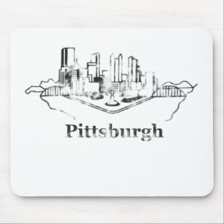 Tapis De Souris Logo fané d'horizon de ville de Pittsburgh