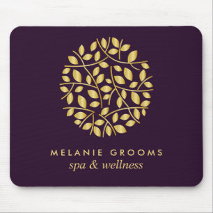 Tapis De Souris Logo feuille or Purple Personnalisé ajoutez votre