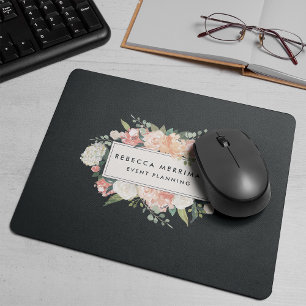 Tapis De Souris Logo floral antique   Blush & Charcoal