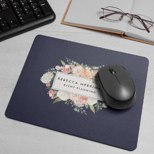 Tapis De Souris Logo floral antique   Blush & Navy