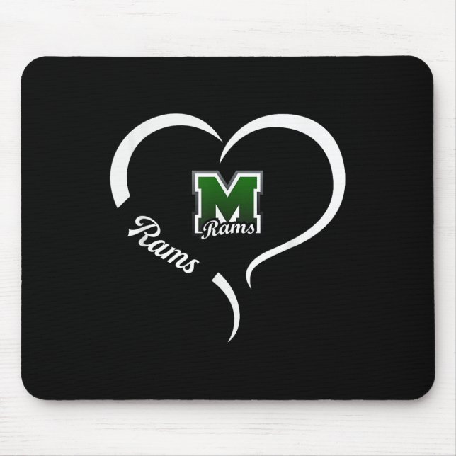 Tapis De Souris Logo Marshfield Rams Demi-Coeur Slogan Hs (Devant)