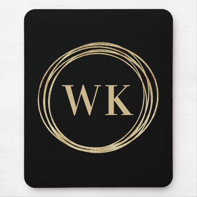 Tapis De Souris Logo Monogramme classique Black Gold Business (Devant)