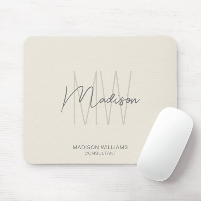 Tapis De Souris Logo Monogramme Moderne Crème Tan Consultant (Avec souris)