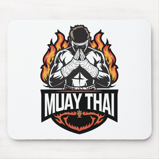 Tapis De Souris Logo Muay Thai - Thai Boxer Fighter (Devant)