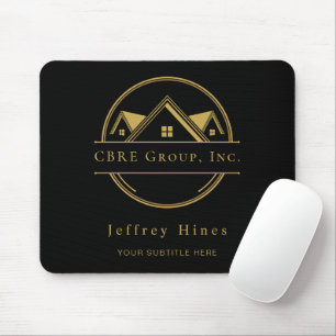 Tapis De Souris Logo personnalisé noir et or pour agence immobiliè