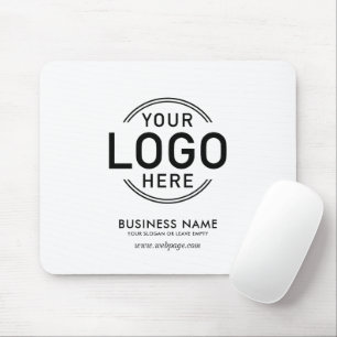Tapis De Souris Logo Personnalisé Simple Minimaliste White Name We