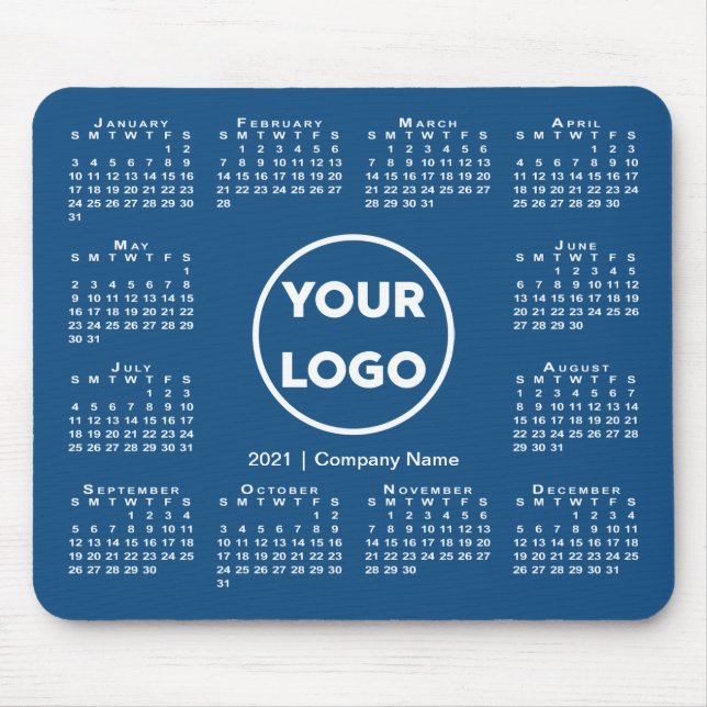 Tapis De Souris Logo simple 2021 Calendrier Business sur Blue (Devant)