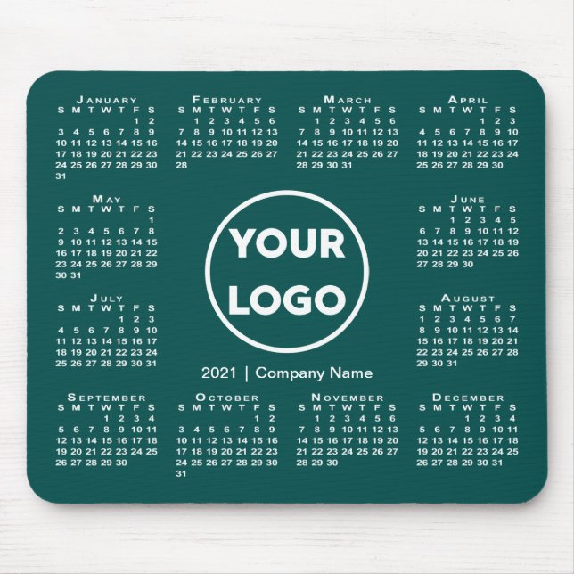 Tapis De Souris Logo simple 2021 Calendrier Business sur Blue-Gree (Devant)